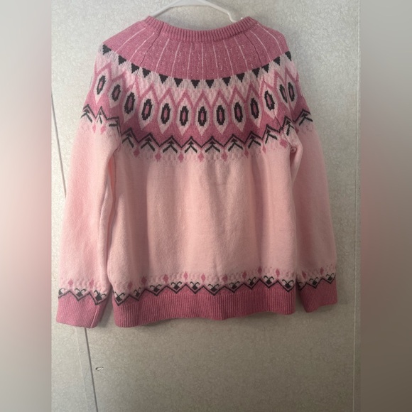 Pink Lily Geometric Pink Fair Aisle Sweater Wool Blend Western XL - Picture 5 of 8